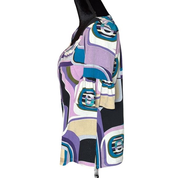 INC International Concepts Top Womens Size Medium Retro Print Flowy Sleeves - Picture 9 of 15